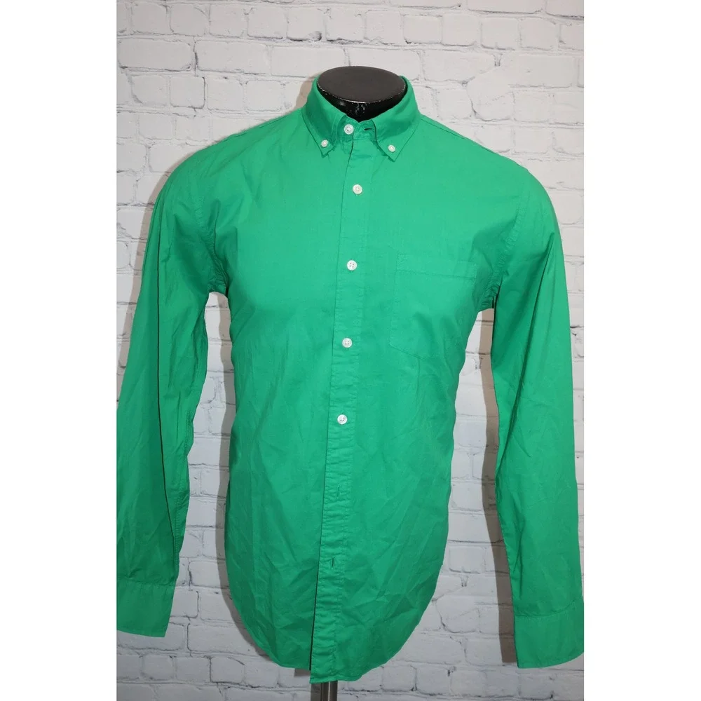 J.Crew Button Down Shirt Mens Medium Green Long Sleeve Lightweight Cotton